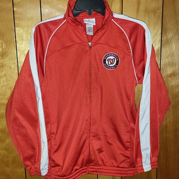Washington Nationals Jacket YOUTH LARGE Zip Up Windbreaker RED Logo Patch MLB B4 - Picture 1 of 6